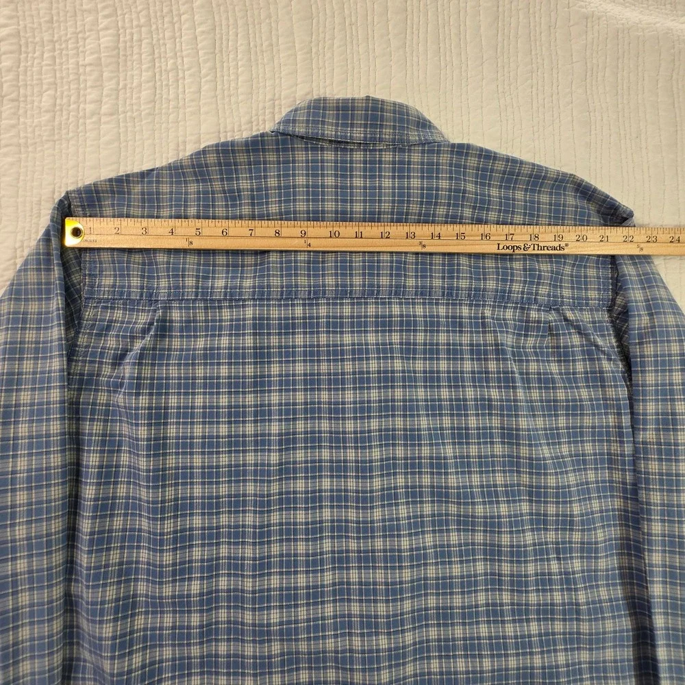 Vintage Levis Jeans Plaid Button Down Shirt Mens XL Blue White Y2K Oversize 1999